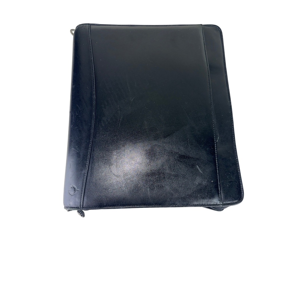 Franklin Covey Black Leather 7 Ring Zippered Planner Organizer Professional